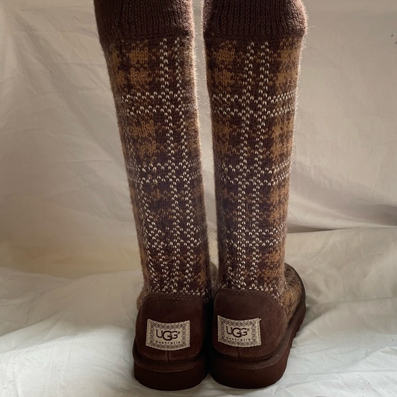 Ugg Australia Jester Plaid Carly Knit Tall Boots Size 7 - Picture 11 of 13